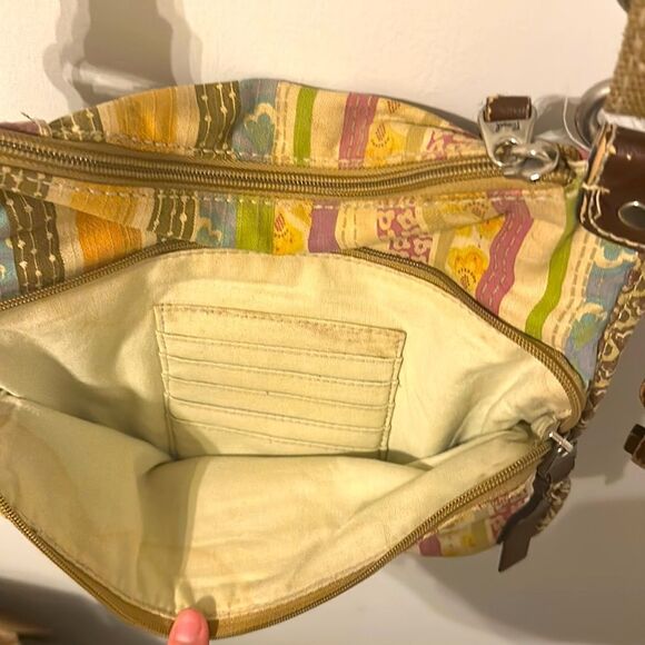 Fossil Striped Crossbody Purse Y2K Floral Fabric Bag - Picture 3 of 6